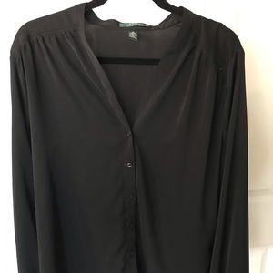 Womens XL blouse/button down shirt. Black.95% polyester